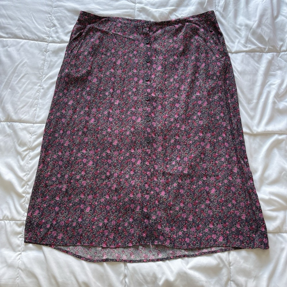 Vintage Maxi Skirt Womens XL Pink Floral Dainty Romantic Cottagecore‎ Whimsical